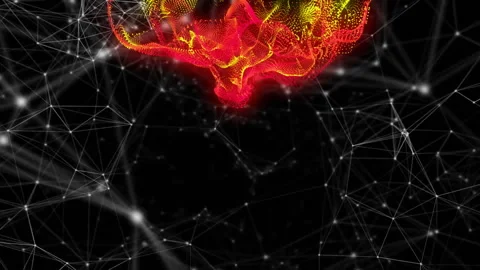 Neural network and brain activity animation over interconnected nodes and lines Stock Footage 305526225