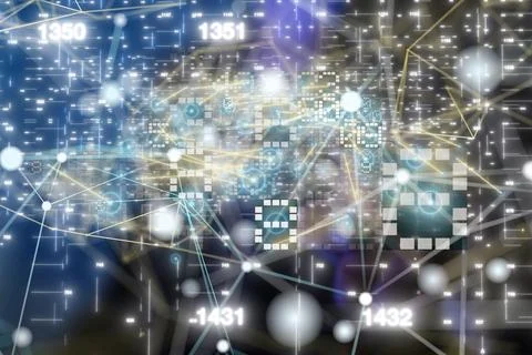 Neural network and codes illustration - digital data concept Stock Photos