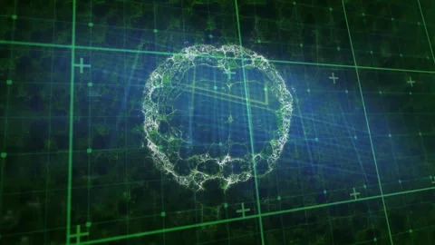 Neural network animation showing digital brain structure with grid lines Stock Footage 303877180