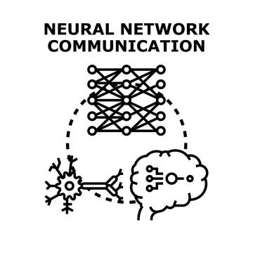 Neural network architecture communicating information and data Illustrazione stock