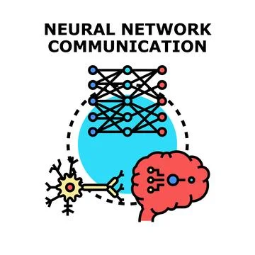 Neural network architecture communicating information and data Stock Illustration