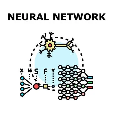Neural network architecture processing deep learning algorithms Stock Illustration