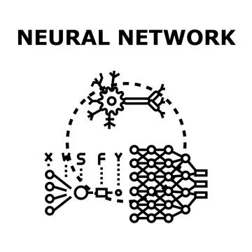 Neural network architecture processing deep learning algorithms Stock Illustration
