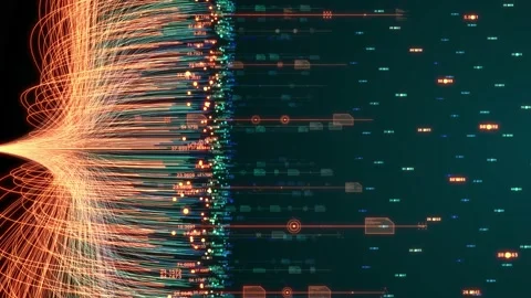 Neural network artificial intelligence AI machine deep learning simulated nodes  Stock Footage 171094262