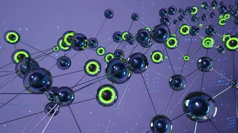 Neural Network Artificial Intelligence. AI Deep-learning concept. 3d render Stock Illustration