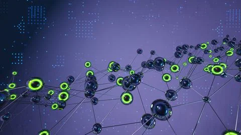 Neural Network Artificial Intelligence. AI Deep-learning concept. 3d render Stock Illustration