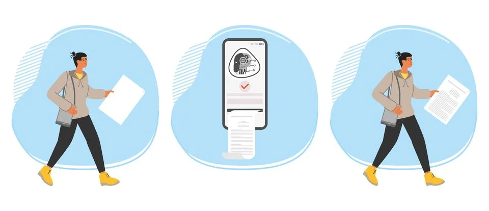 Neural network Artificial intelligence Bot People Illustrazione stock