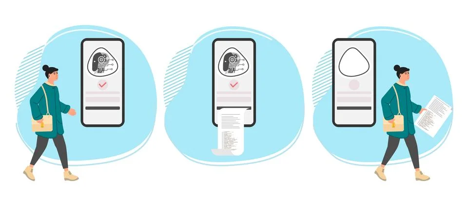 Neural network Artificial intelligence Bot People Illustrazione stock