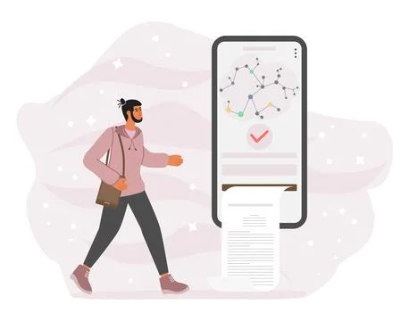 Neural network Artificial intelligence Bot People Illustrazione stock