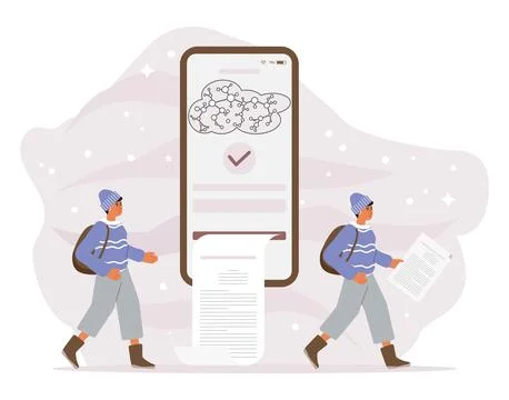 Neural network Artificial intelligence Bot People Illustrazione stock