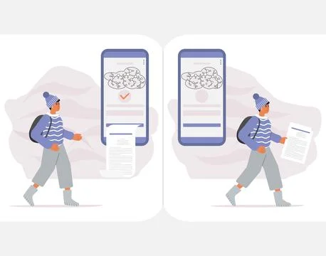 Neural network Artificial intelligence Bot People Illustrazione stock