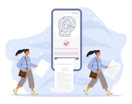 Neural network Artificial intelligence Bot People Illustrazione stock