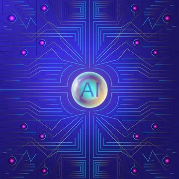 Neural network. artificial intelligence. computer technology. vector image Stockillustratie