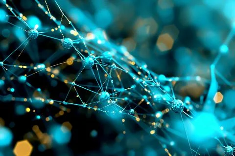 A neural network of artificial intelligence or human brain operating in the.. Stock Photos