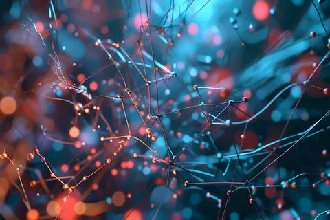 A neural network of artificial intelligence or human brain operating in the.. Stock Photos