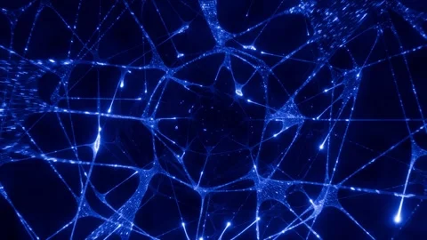 Neural network background with glowing lines loop animated Stock Footage 323829202