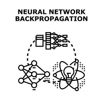 Neural network backpropagation concept for machine learning Stock Illustration