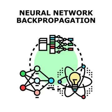 Neural network backpropagation concept for machine learning Stock Illustration