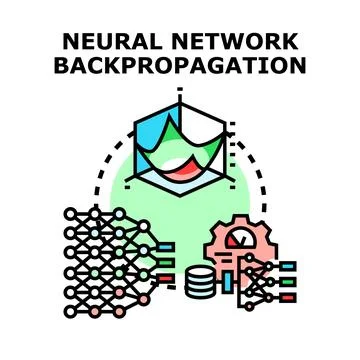 Neural network backpropagation programming learning optimization concept 库存插图