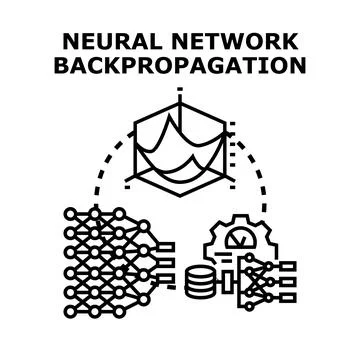 Neural network backpropagation programming learning optimization concept Stock Illustration