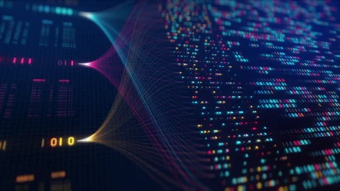 Neural Network Big Data Flow Visualization, Binary Code Matrix, AI Machine Stock Footage 312251462