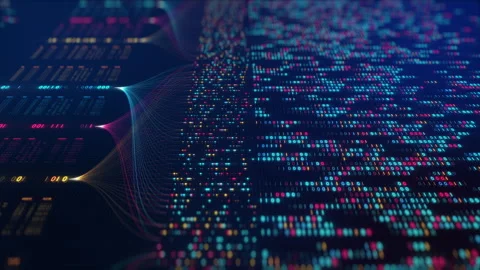 Neural Network Big Data Flow Visualization, Binary Code Matrix, AI Machine Stock Footage 312251934