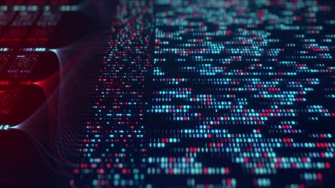 Neural Network Big Data Flow Visualization, Binary Code Matrix, AI Machine Stock Footage 312312985