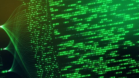 Neural Network Big Data Flow Visualization, Binary Code Matrix, AI Machine Stock Footage 312313191