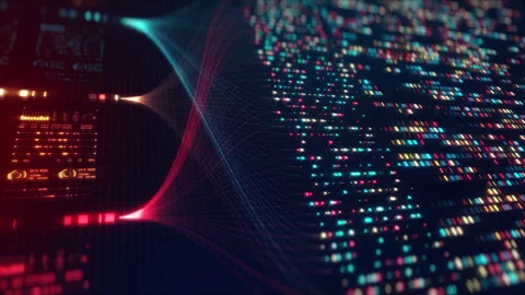 Neural Network Big Data Flow Visualization, Binary Code Matrix, AI Machine Stock Footage 312884401