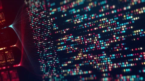 Neural Network Big Data Flow Visualization, Binary Code Matrix, AI Machine 스톡 동영상 312885179