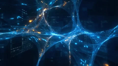 Neural Network Big Data Flow Visualization, Binary Code Matrix, AI Machine Stock Footage 312899652