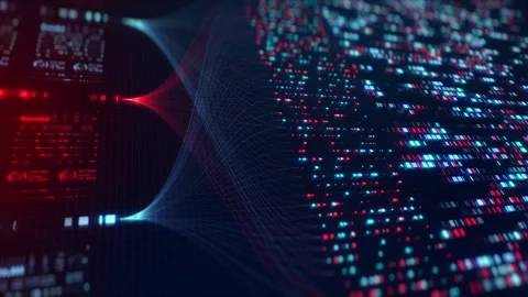 Neural Network Big Data Flow Visualization, Binary Code Matrix, AI Machine Video stock 315567330