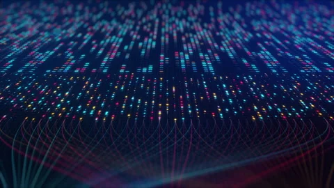 Neural Network Big Data Flow Visualization, Binary Code Matrix, AI Machine Video stock 318235296