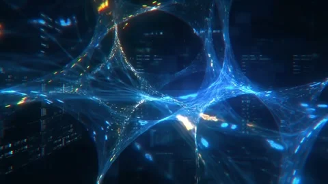 Neural Network Big Data Flow Visualization, Binary Code Matrix Stock Footage 318361756