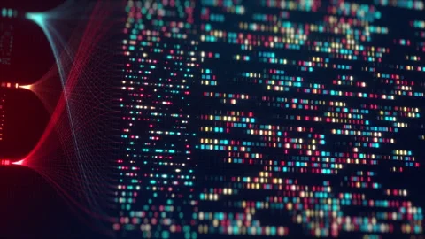Neural Network Big Data Flow Visualization, Binary Code Matrix, AI Machine 스톡 동영상 320246118