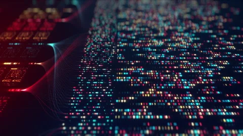 Neural Network Big Data Flow Visualization, Binary Code Matrix, AI Machine Stock Footage 320246680