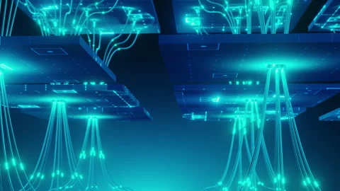 Neural Network Big Data Processing with Glowing Digital Connections and AI Video stock 342318751
