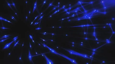 Neural Network Blue Light Particles Connection Background. Stock Illustration