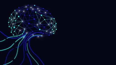 Neural Network Brain With Flowing Data Lines Seamless Loop Vídeo Stock 334100248