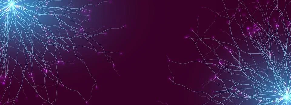 Neural Network Brain Neurone Synapse Connections Lightning Ball Energy Glow Stock Illustration