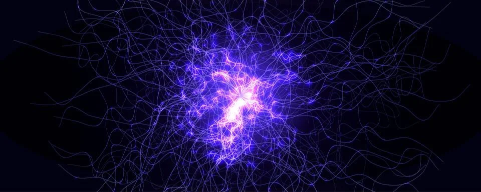 Neural Network Brain Neurone Synapse Connections Lightning Ball Energy Glow Stock Illustration