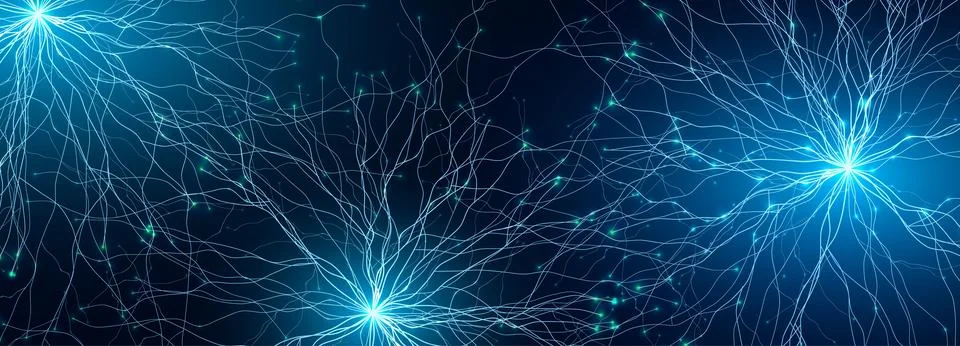 Neural Network Brain Neurone Synapse Connections Lightning Ball Energy Glow 스톡 일러스트