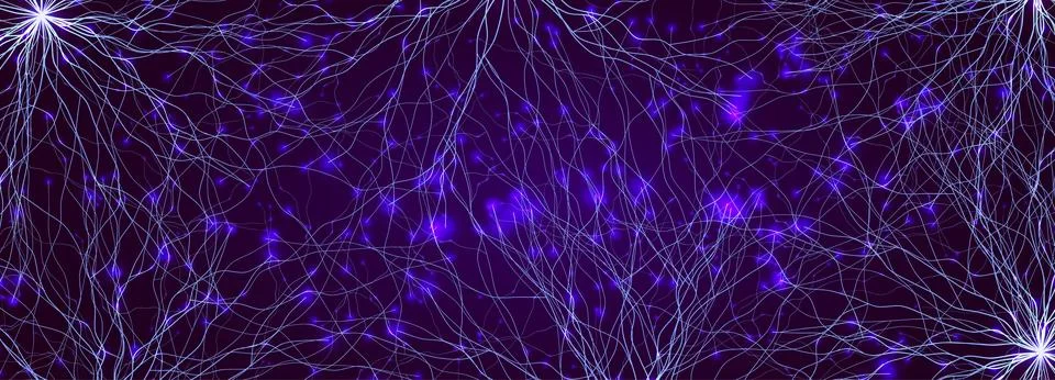 Neural Network Brain Neurone Synapse Connections Lightning Ball Energy Glow Stock Illustration