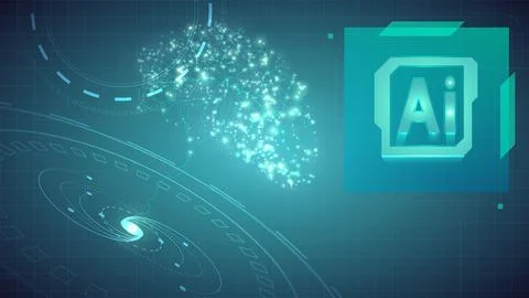 Neural network, brain-like structure composed of interconnected points Stock Illustration