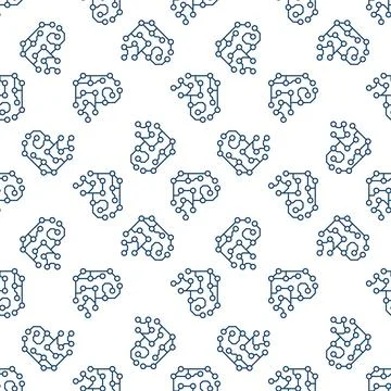 Neural Network Brain vector AI concept line seamless pattern 스톡 일러스트