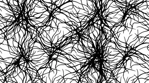 Neural network branch pattern in black and white background. 스톡 일러스트
