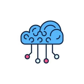 Neural Network Cloud Technology vector concept colored icon Stock Illustration