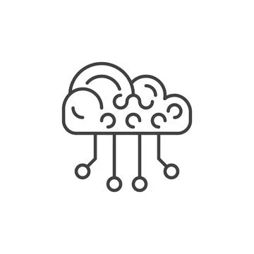 Neural Network Cloud vector concept minimal linear icon Stock Illustration