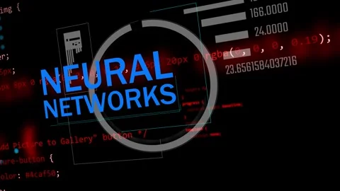 Neural network, cognitive computing, predictive analysis words in high tech  Stock Footage 302108019
