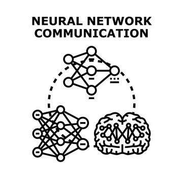 Neural network communicating data and artificial intelligence thinking Stock Illustration